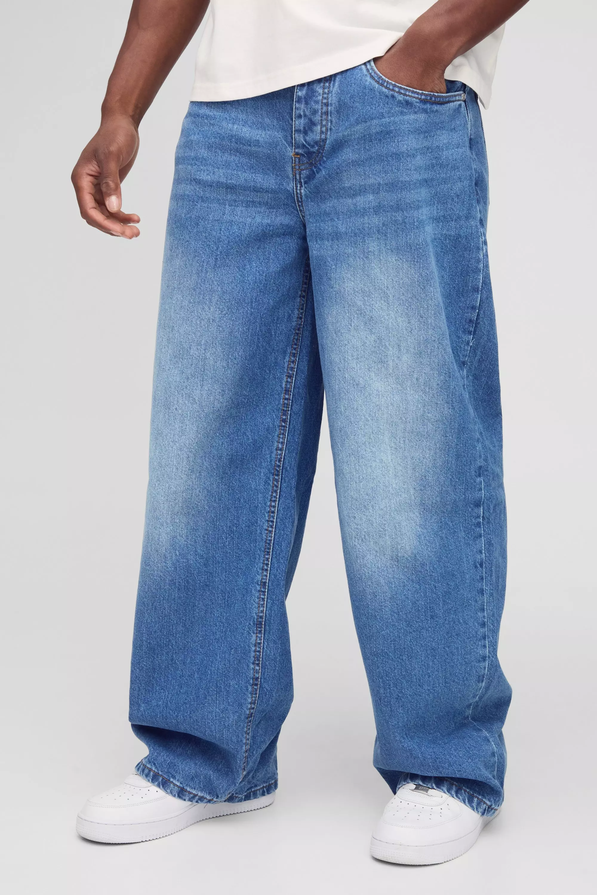 ★SUPERSUB★ Destroyed Washed Denim Pants Light Blue WOIE4TG Light Blue stores Wash Super Baggy Jeans
